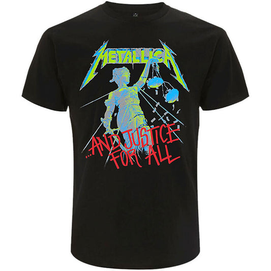 Black - Front - Metallica Unisex Adult And Justice For All Back Print T-Shirt