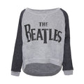 Charcoal Grey - Front - The Beatles Womens-Ladies Drop T Logo Crop Sweatshirt
