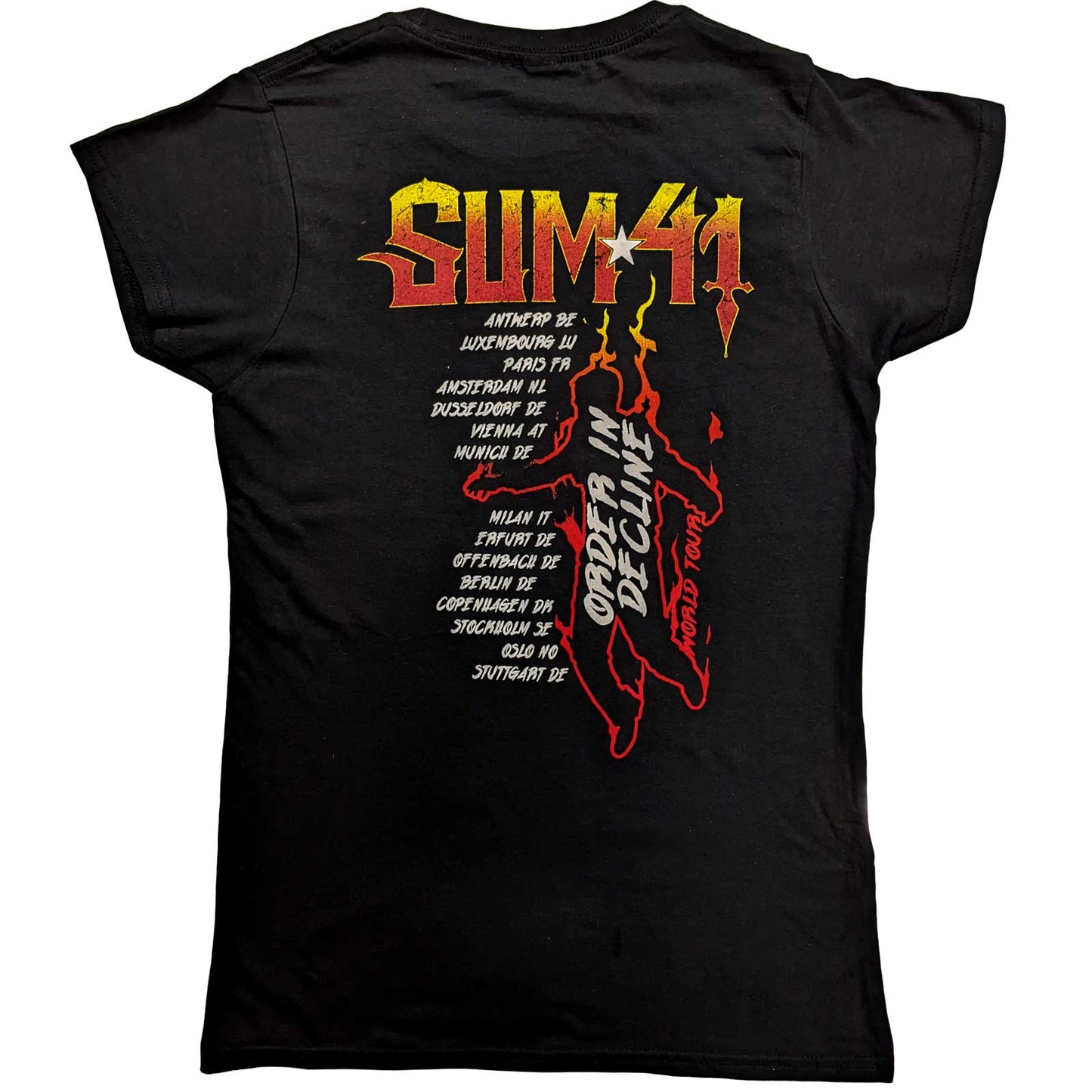 Black - Back - Sum 41 Womens-Ladies Order In Decline Tour 2020 Band Cotton T-Shirt