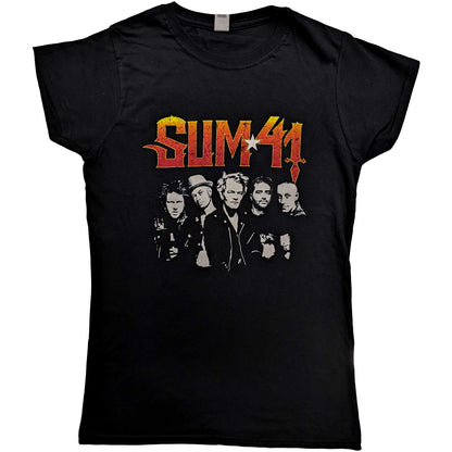 Black - Front - Sum 41 Womens-Ladies Order In Decline Tour 2020 Band Cotton T-Shirt