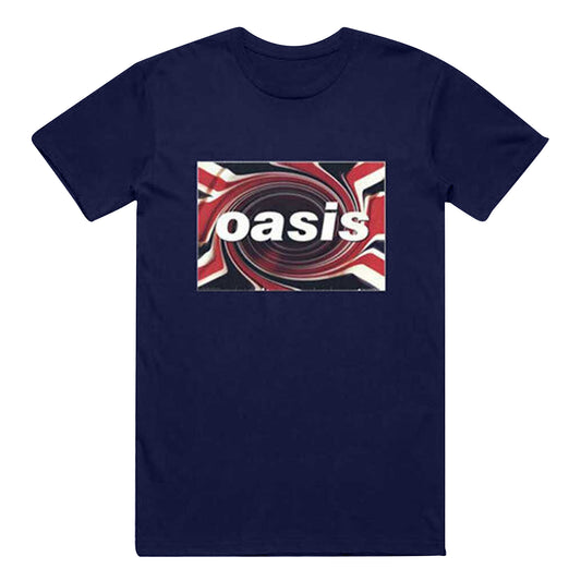 Navy Blue - Front - Oasis Unisex Adult Union Jack T-Shirt