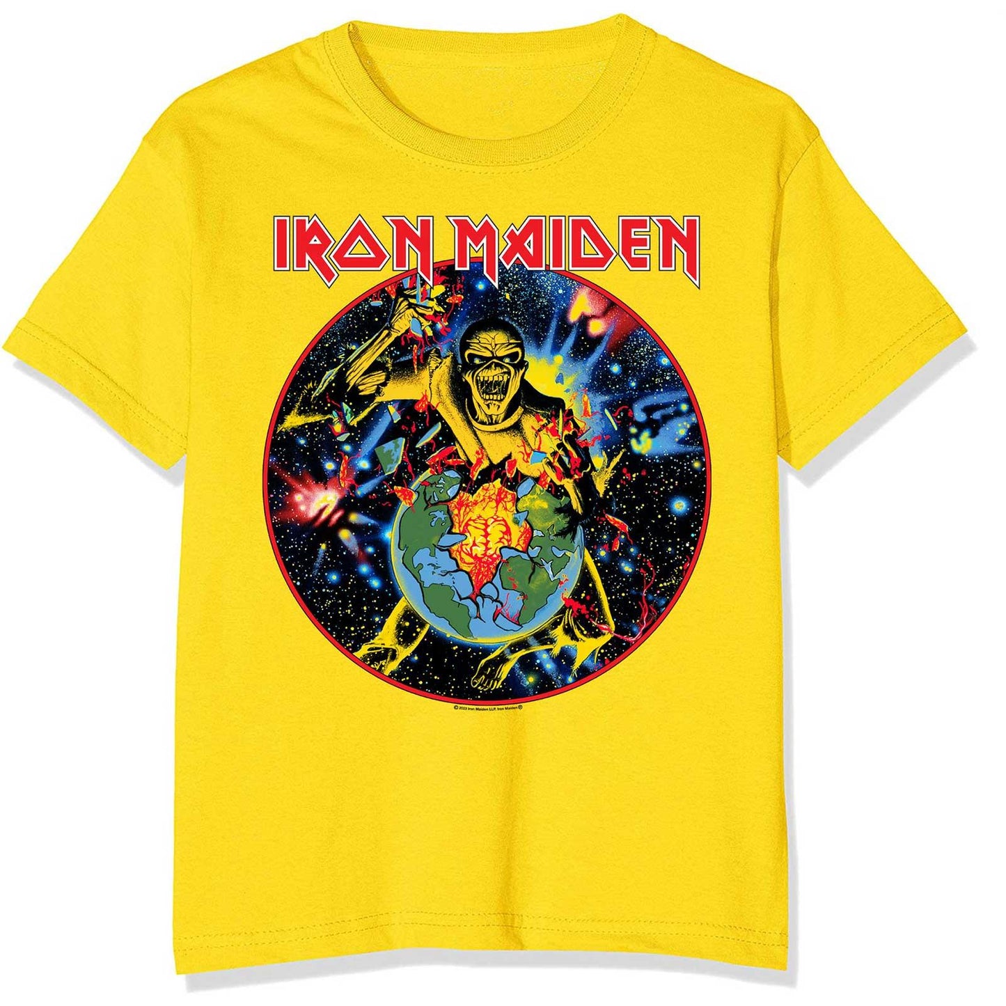 Yellow - Front - Iron Maiden Unisex Adult World Piece Tour Circle Cotton T-Shirt