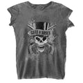Charcoal Grey - Front - Guns N Roses Womens-Ladies Faded Skull Burnout T-Shirt