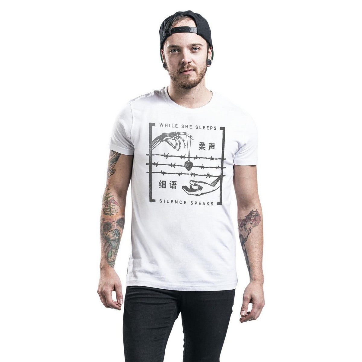 White - Side - While She Sleeps Unisex Adult Silence Speaks Cotton T-Shirt