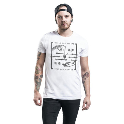 White - Side - While She Sleeps Unisex Adult Silence Speaks Cotton T-Shirt