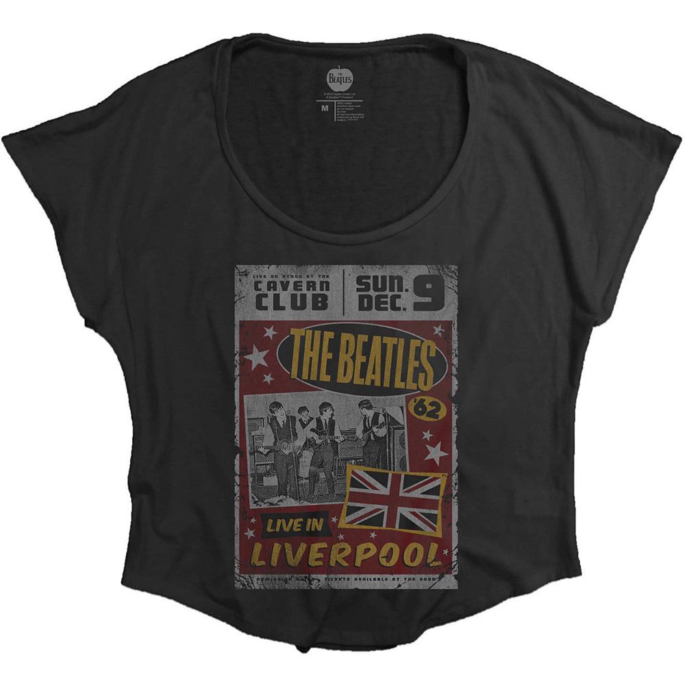 Black - Front - The Beatles Womens-Ladies Live In Liverpool Cotton T-Shirt