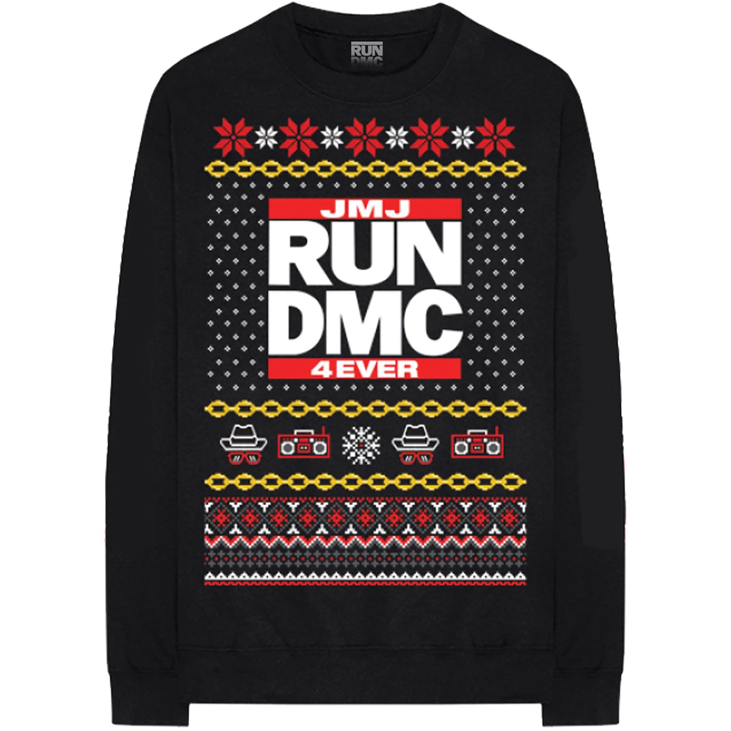 Black - Front - Run DMC Unisex Adult Holiday Christmas Sweatshirt