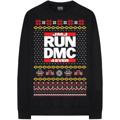 Black - Front - Run DMC Unisex Adult Holiday Christmas Sweatshirt