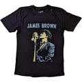 Black - Front - James Brown Unisex Adult Holding Mic Cotton T-Shirt