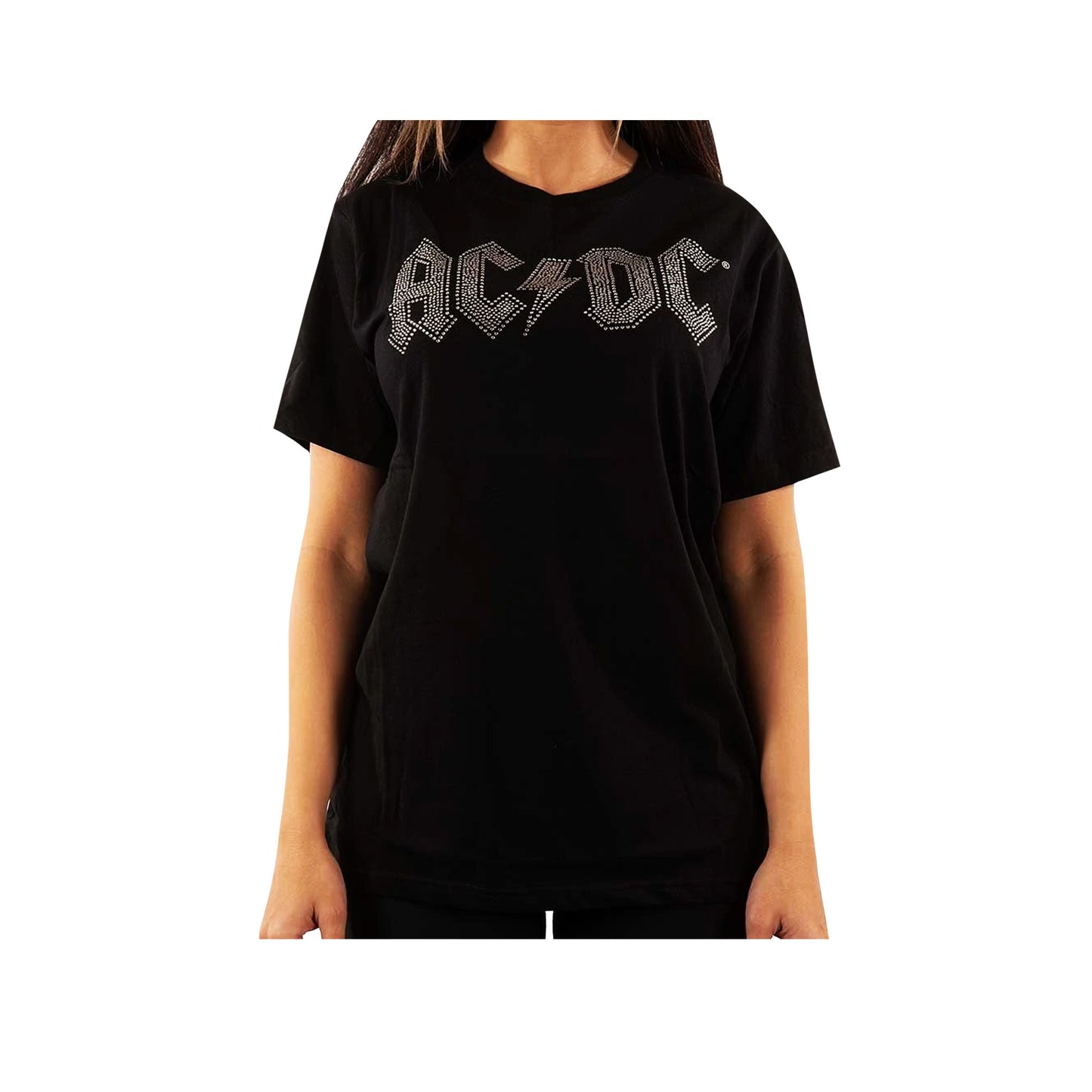 Black - Lifestyle - AC-DC Unisex Adult Diamante Logo T-Shirt