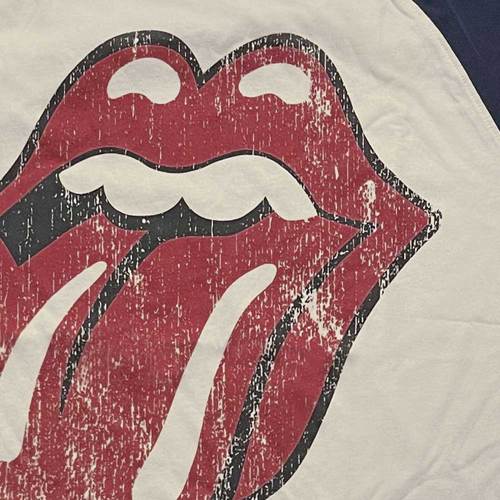 Natural-Navy Blue - Back - The Rolling Stones Unisex Adult Logo Raglan T-Shirt
