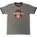 Grey-Black - Front - Van Halen Unisex Adult Ringer Circle Logo T-Shirt