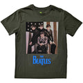 Green - Front - The Beatles Unisex Adult American Flag T-Shirt