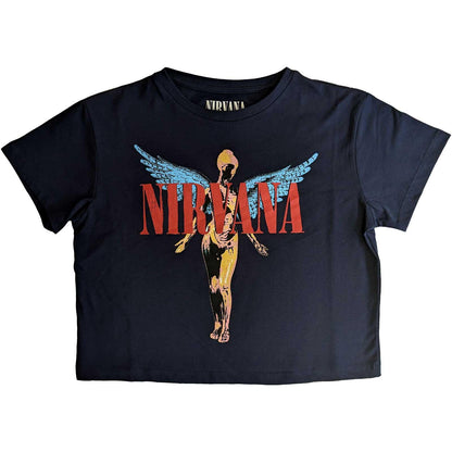 Navy Blue - Front - Nirvana Womens-Ladies Angelic Cotton Crop Top