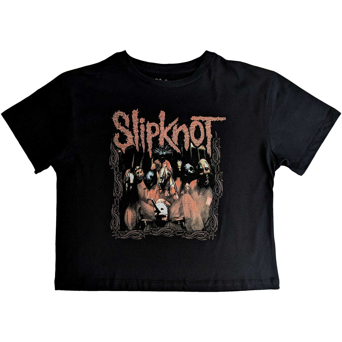 Black - Front - Slipknot Womens-Ladies Band Frame Crop Top