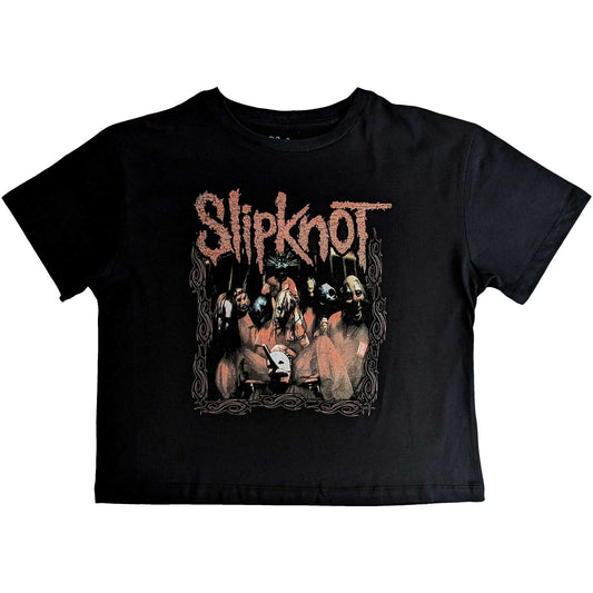 Black - Front - Slipknot Womens-Ladies Band Frame Crop Top