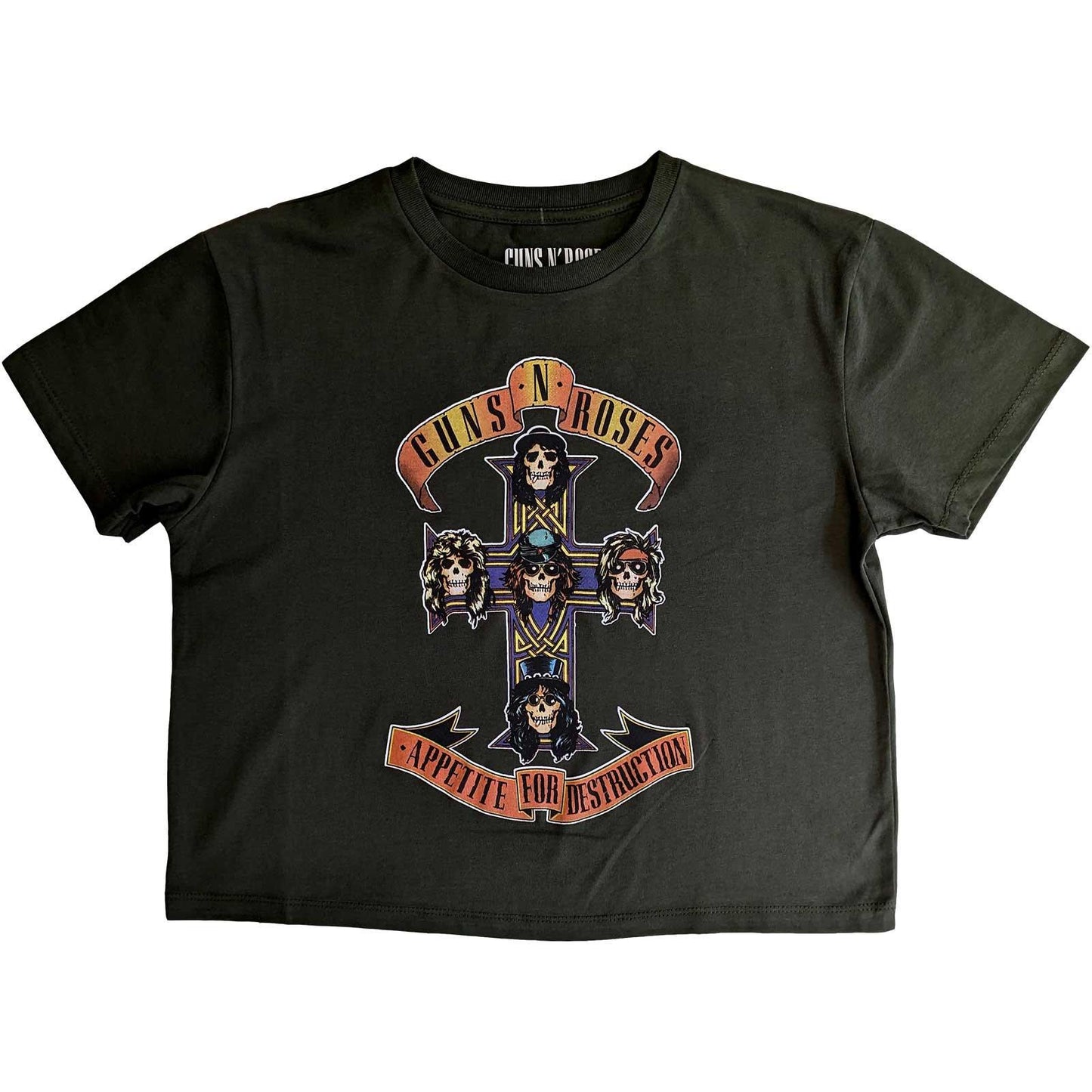 Green - Front - Guns N Roses Womens-Ladies Appetite For Destruction Crop Top