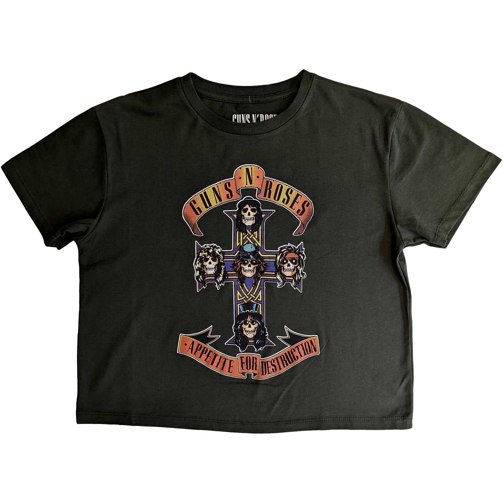 Green - Front - Guns N Roses Womens-Ladies Appetite For Destruction Crop Top