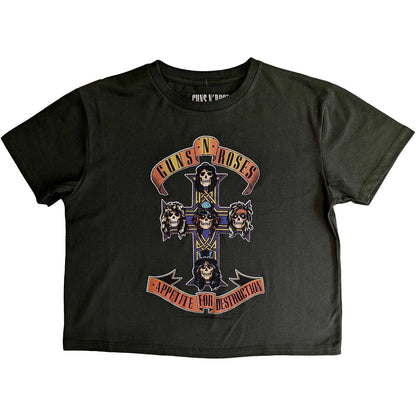 Green - Front - Guns N Roses Womens-Ladies Appetite For Destruction Crop Top