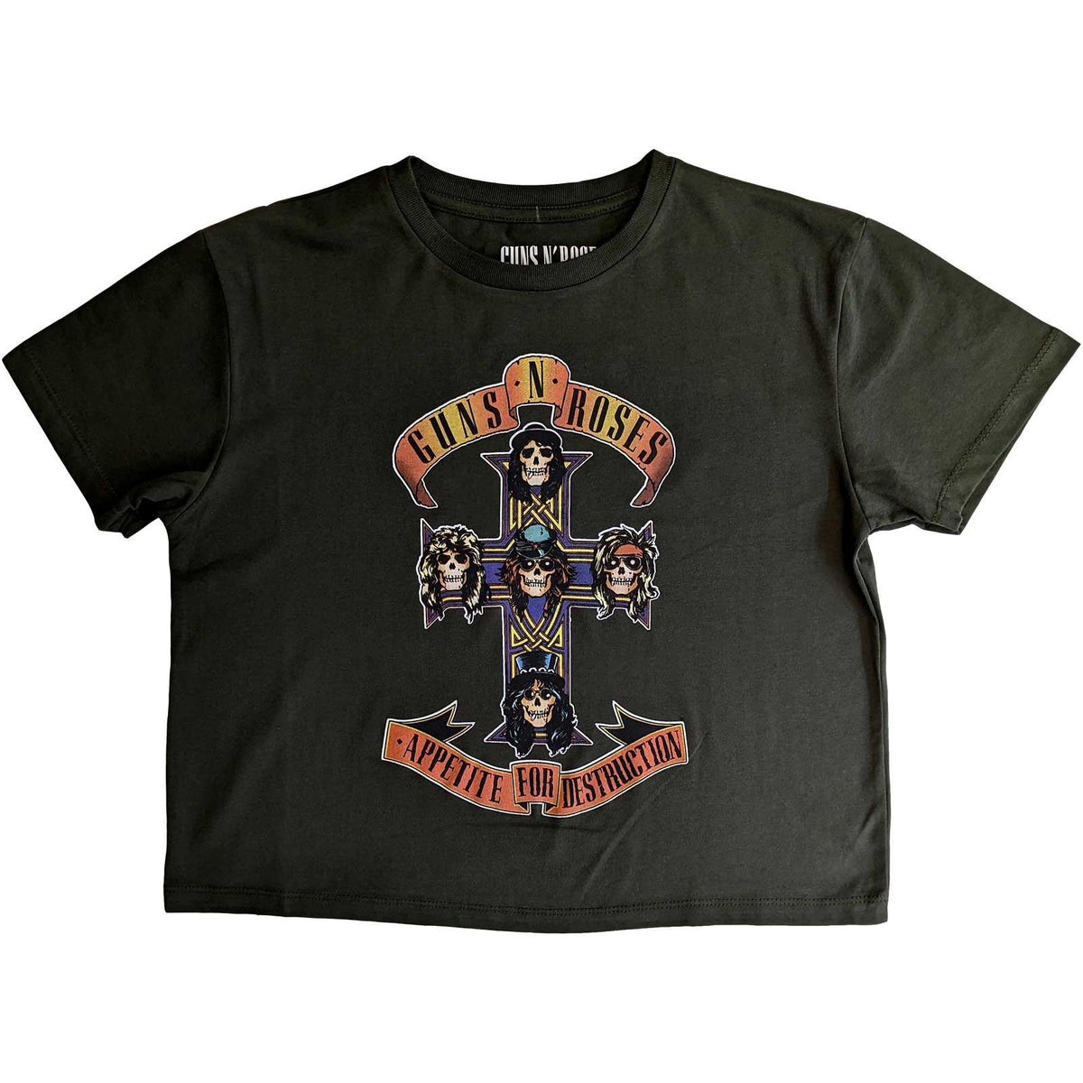 Green - Front - Guns N Roses Womens-Ladies Appetite For Destruction Crop Top