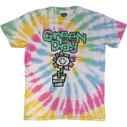 Multicoloured - Front - Green Day Unisex Adult Flower Pot Tie Dye T-Shirt