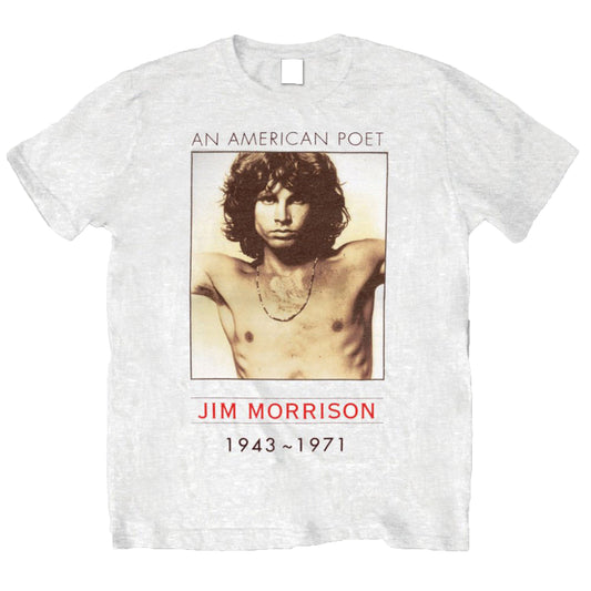 White - Front - The Doors Unisex Adult American Poet T-Shirt