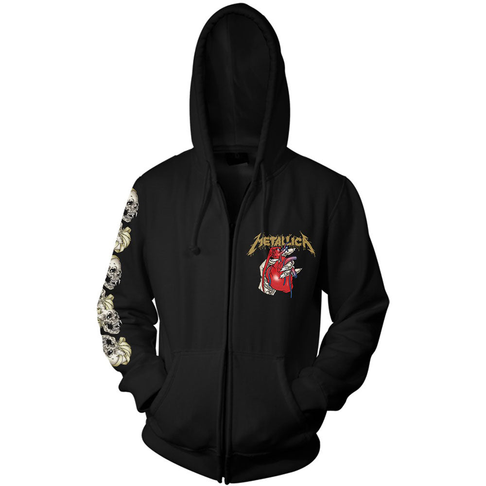 Black - Front - Metallica Unisex Adult Heart Explosive Back Print Zipped Hoodie