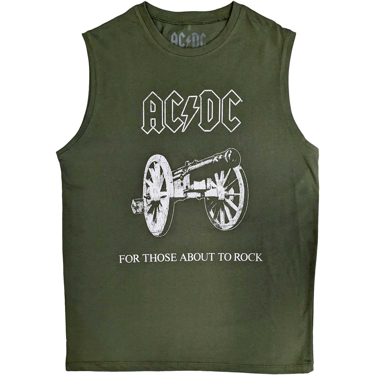 Green - Front - AC-DC Unisex Adult About To Rock Cotton Tank Top