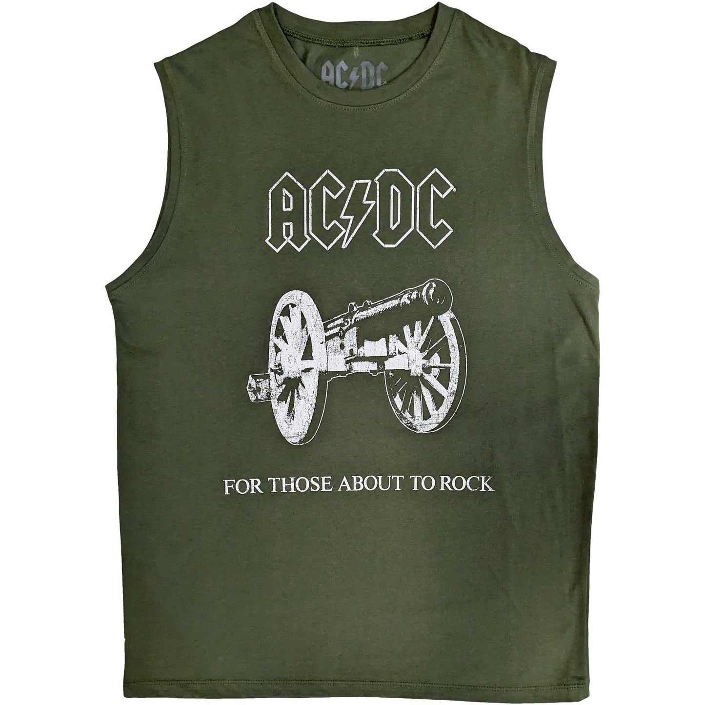 Green - Front - AC-DC Unisex Adult About To Rock Cotton Tank Top