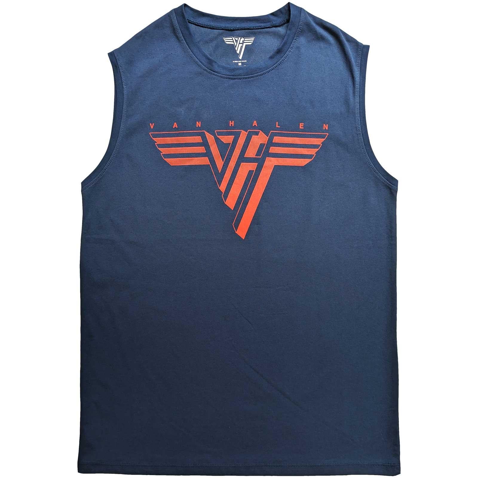 Denim Blue - Front - Van Halen Unisex Adult Classic Logo Cotton Tank Top