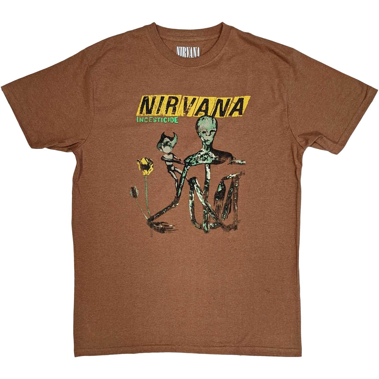 Brown - Front - Nirvana Unisex Adult Incesticide Album T-Shirt