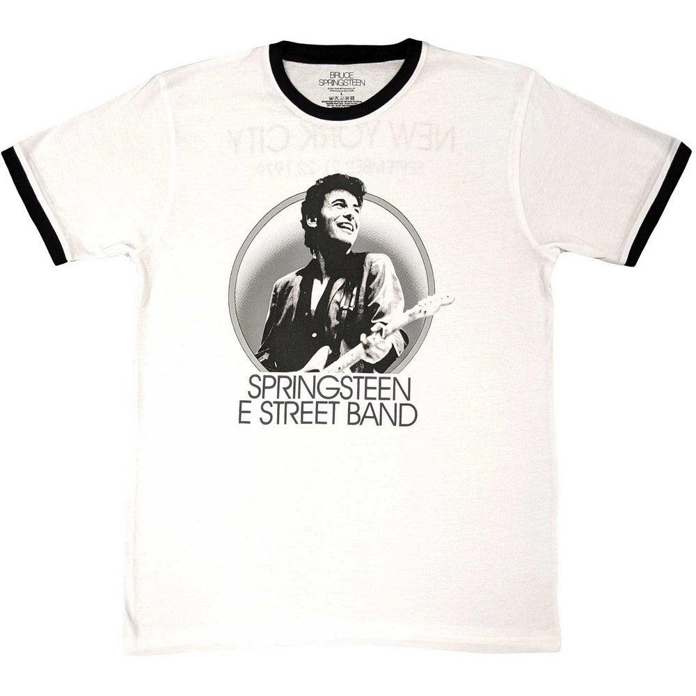 White - Front - Bruce Springsteen Unisex Adult New York T-Shirt