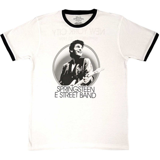 White - Front - Bruce Springsteen Unisex Adult New York T-Shirt