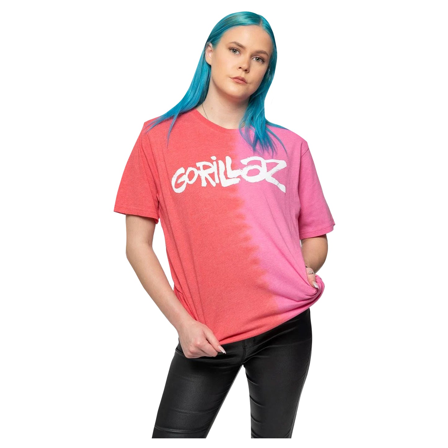 Red - Side - Gorillaz Unisex Adult Brush Logo T-Shirt