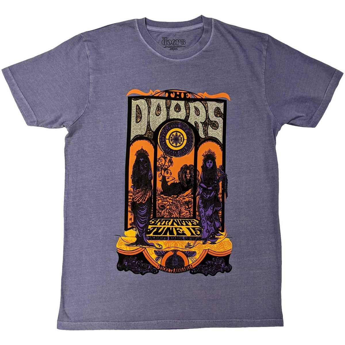 Purple-Silver - Front - The Doors Unisex Adult Sacramento Embellished T-Shirt
