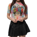 Multicoloured - Back - The Beatles Womens-Ladies Sgt Pepper Mesh Crop Top