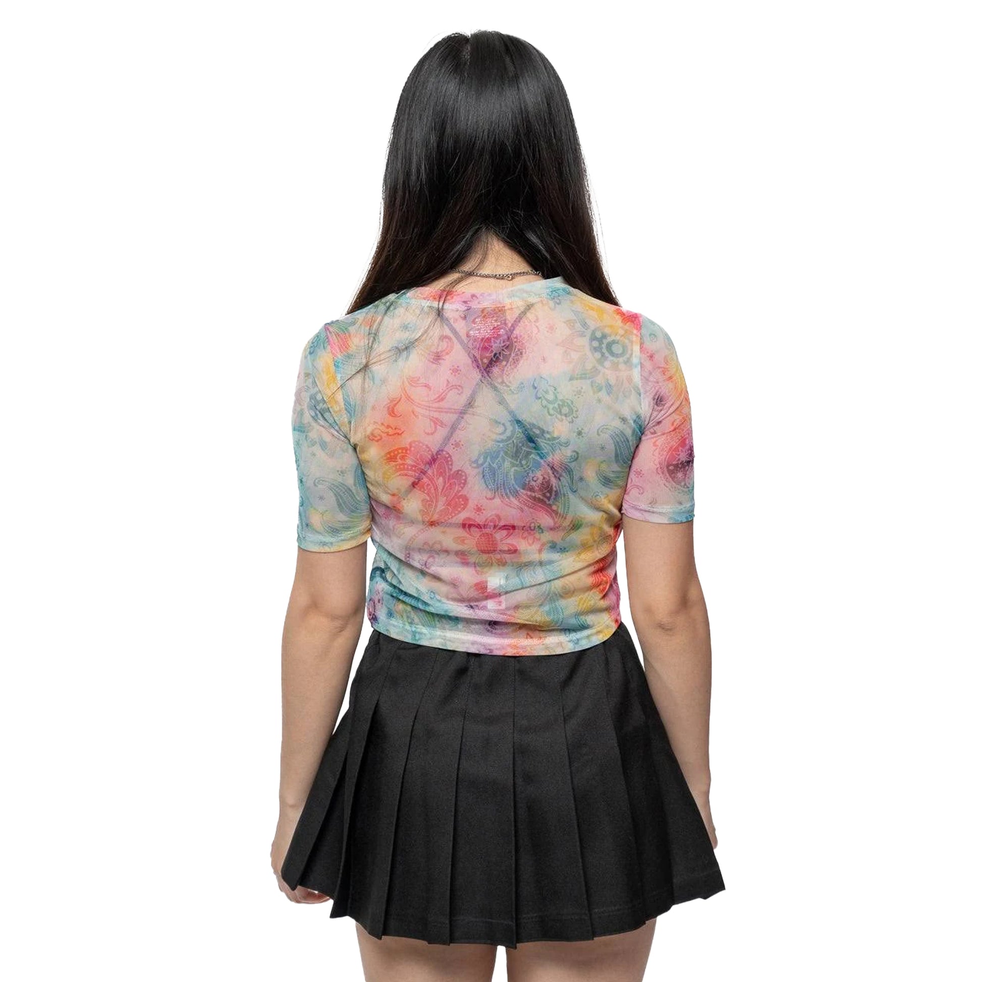Multicoloured - Side - The Beatles Womens-Ladies Sgt Pepper Mesh Crop Top
