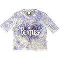 White-Blue - Front - The Beatles Womens-Ladies Heart & Drop T Logo Crop Top