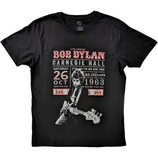 Black - Front - Bob Dylan Unisex Adult Carnegie Hall ´63 Cotton T-Shirt