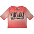 Red-White - Front - Nirvana Womens-Ladies Nevermind Wavy Mesh Logo Crop Top