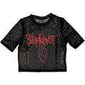 Black - Front - Slipknot Womens-Ladies Logo Mesh Crop Top