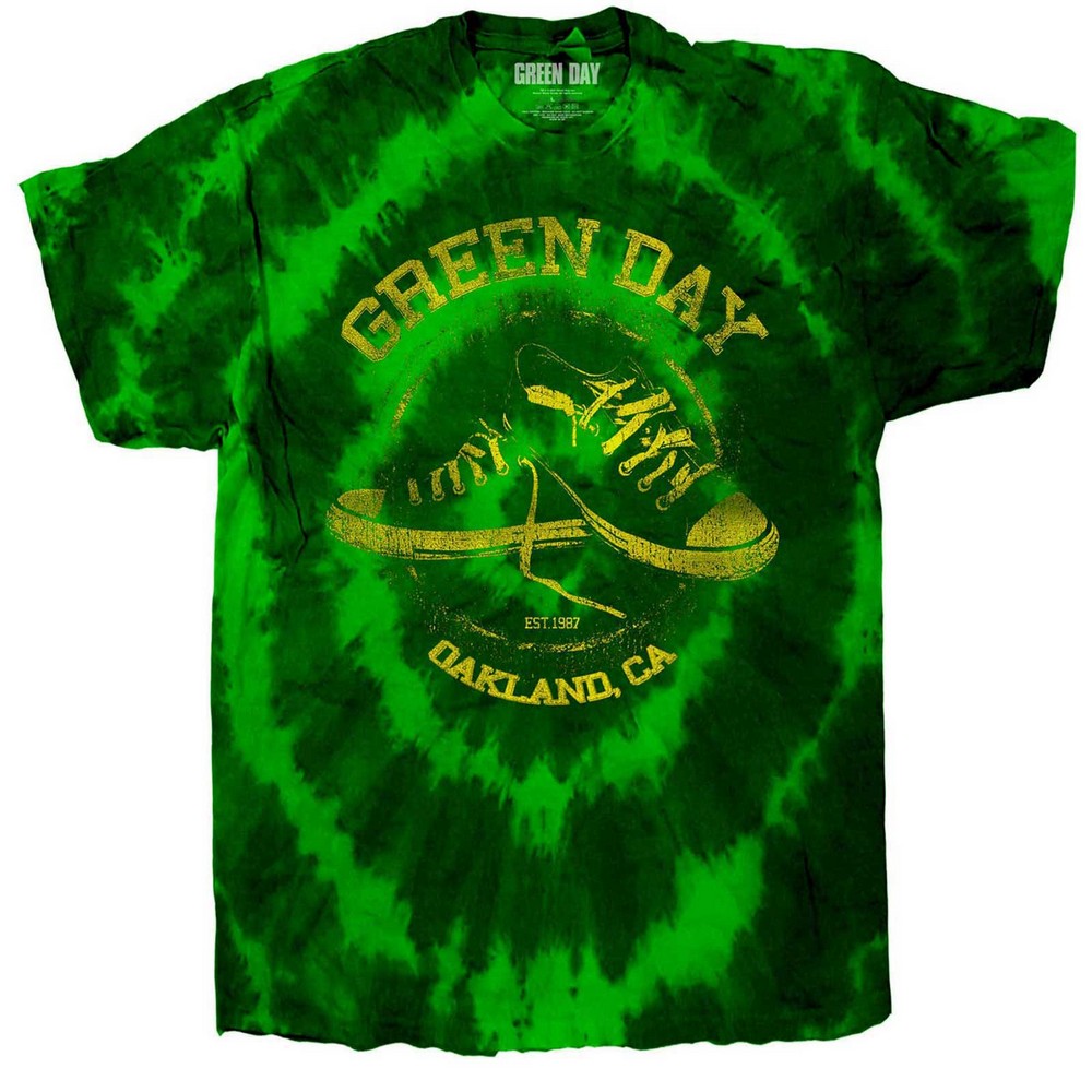 Green - Front - Green Day Childrens-Kids All Stars Tie Dye T-Shirt