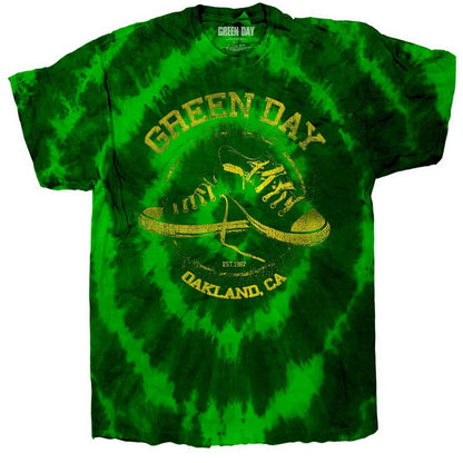 Green - Front - Green Day Childrens-Kids All Stars Tie Dye T-Shirt