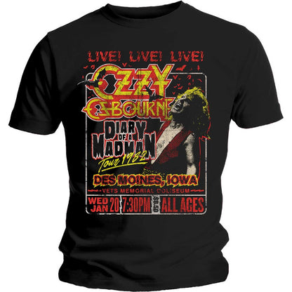 Black - Front - Ozzy Osbourne Unisex Adult Diary Of A Madman Tour T-Shirt