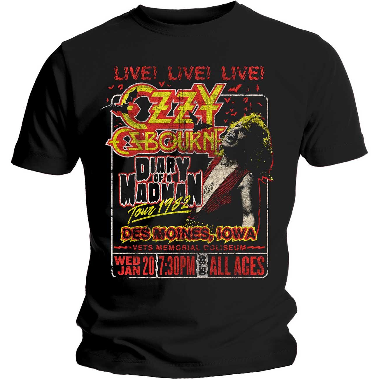 Black - Front - Ozzy Osbourne Unisex Adult Diary Of A Madman Tour T-Shirt