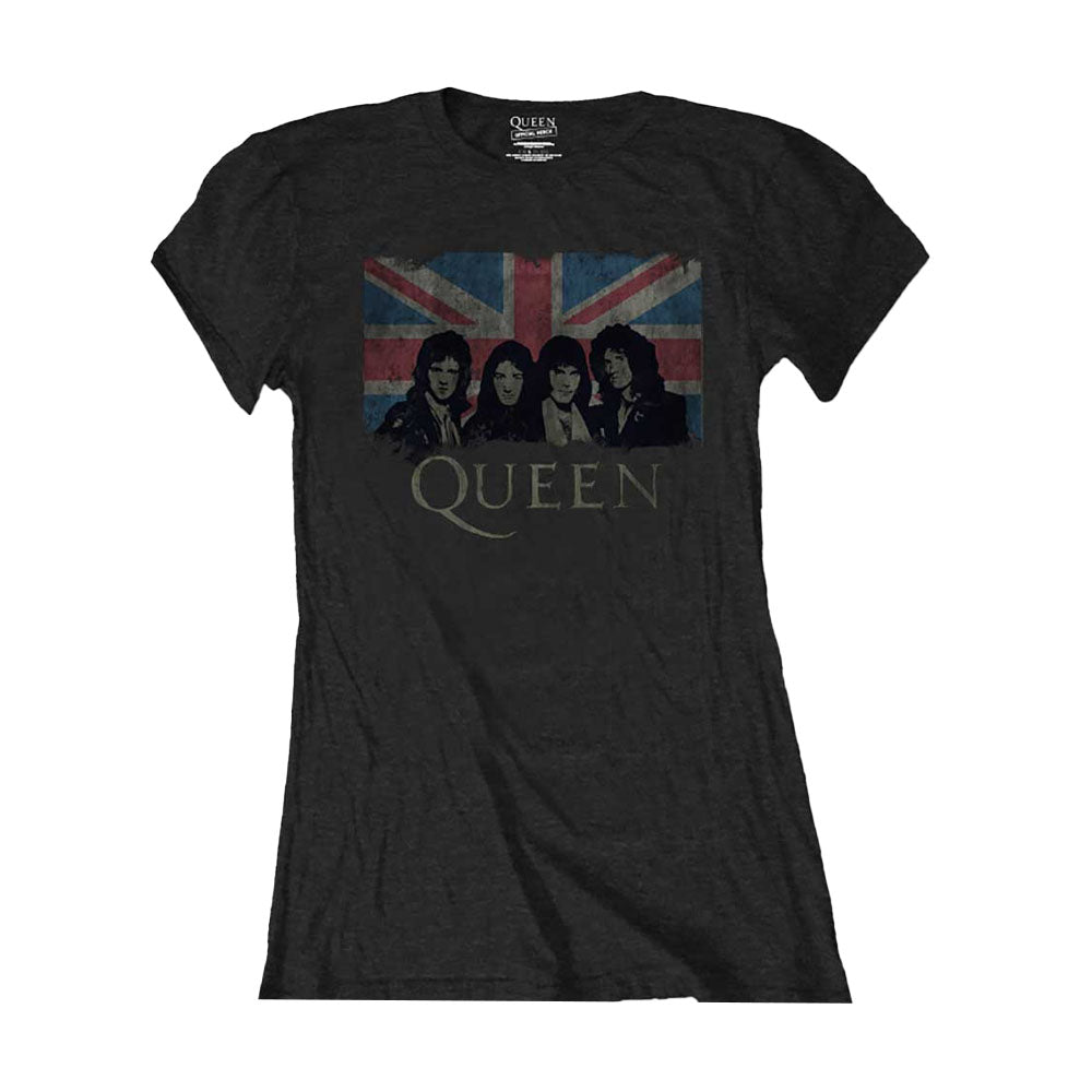 Black - Front - Queen Womens-Ladies Union Jack T-Shirt