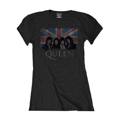 Black - Front - Queen Womens-Ladies Union Jack T-Shirt