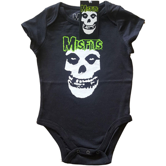 Black - Front - Misfits Childrens-Kids Skull Logo Babygrow