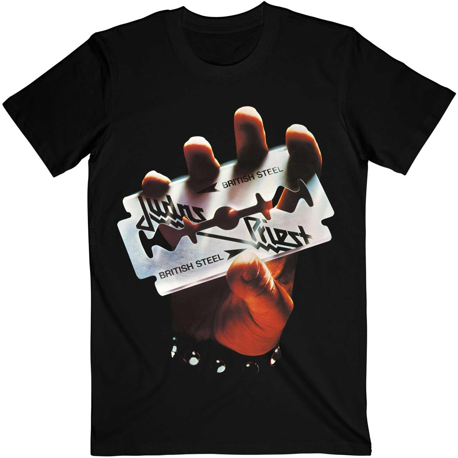 Black - Front - Judas Priest Unisex Adult British Steel Cotton T-Shirt