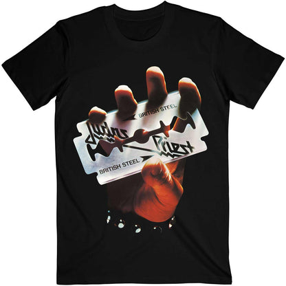 Black - Front - Judas Priest Unisex Adult British Steel Cotton T-Shirt